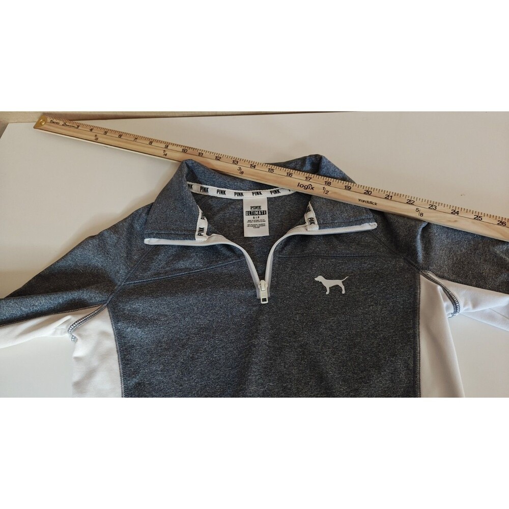 Victoria’s Secret Pink 3/4 Zip lightweight Pullover Grey/White Womens S